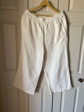 Lands’ End | Cotton Gauze High Rise Wide Leg Pants. Large. Summer Relaxed Casual